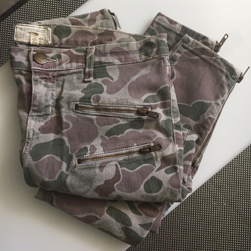 Current/Elliott Camouflage Women Jeans - Green and Brown